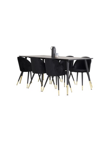 Matgrupp Dipp med Velvet matstolar, 180 × 90 cm