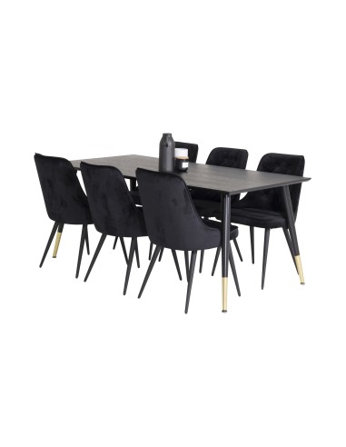 Matgrupp Dipp med Velvet Deluxe matstolar, 180 × 90 cm