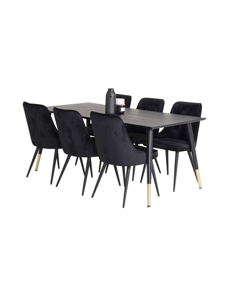 Matgrupp Dipp med Velvet Deluxe matstolar, 180 × 90 cm