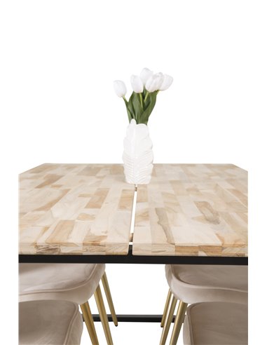 Matgrupp Cirebon med Velvet Deluxe matstolar, 200 × 90 cm