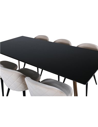 Matgrupp Petra med Velvet matstolar, 190 × 90 cm