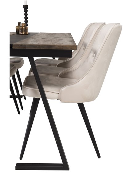 Matgrupp Jakarta med Velvet Deluxe matstolar, 200 × 90 cm