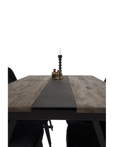 Matgrupp Jakarta med Velvet Deluxe matstolar, 200 × 90 cm