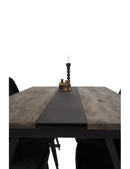 Matgrupp Jakarta med Velvet Deluxe matstolar, 200 × 90 cm