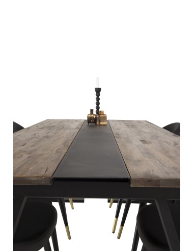 Matgrupp Jakarta med Velvet matstolar, 200 × 90 cm
