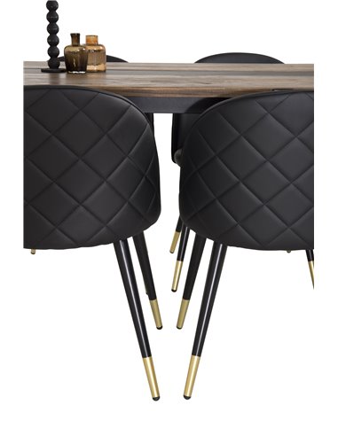 Matgrupp Jakarta med Velvet matstolar, 200 × 90 cm
