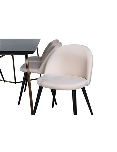 Matgrupp Petra med Velvet matstolar, 190 × 90 cm