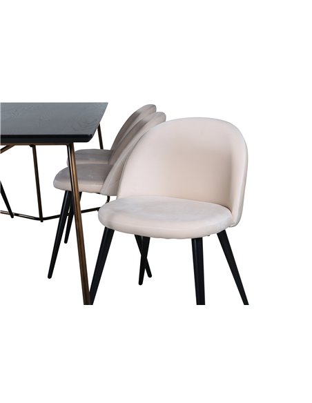 Matgrupp Petra med Velvet matstolar, 190 × 90 cm
