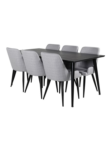 Matgrupp Dipp med Plaza matstolar, 180 × 90 cm