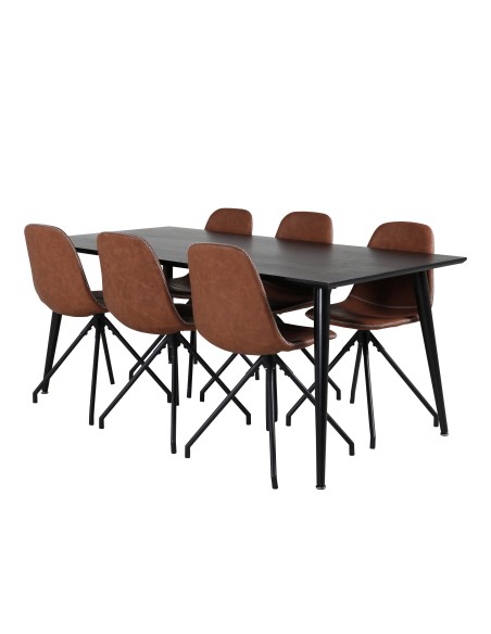 Matgrupp Dipp med Polar matstolar, 180 × 90 cm