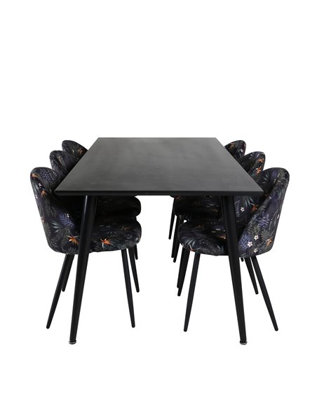 Matgrupp Dipp med Velvet matstolar, 180 × 90 cm