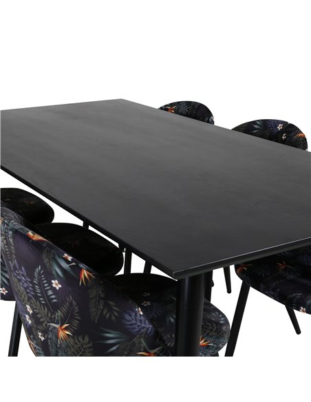 Matgrupp Dipp med Velvet matstolar, 180 × 90 cm