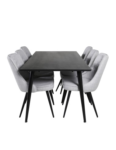 Matgrupp Dipp med Velvet Deluxe matstolar, 180 × 90 cm