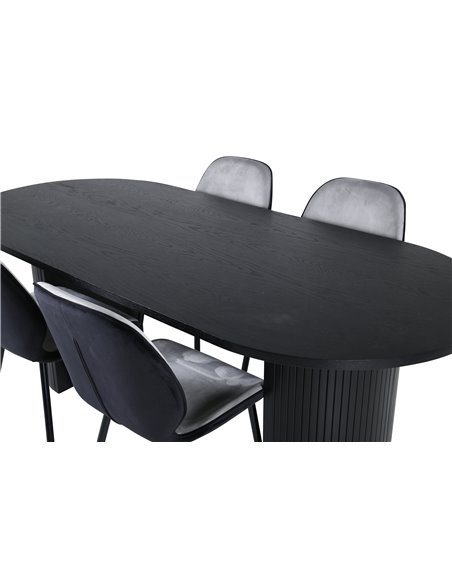 Matgrupp Bianca med Emma matstolar, 200 × 90 cm