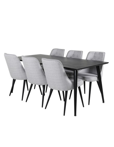 Matgrupp Dipp med Velvet Deluxe matstolar, 180 × 90 cm