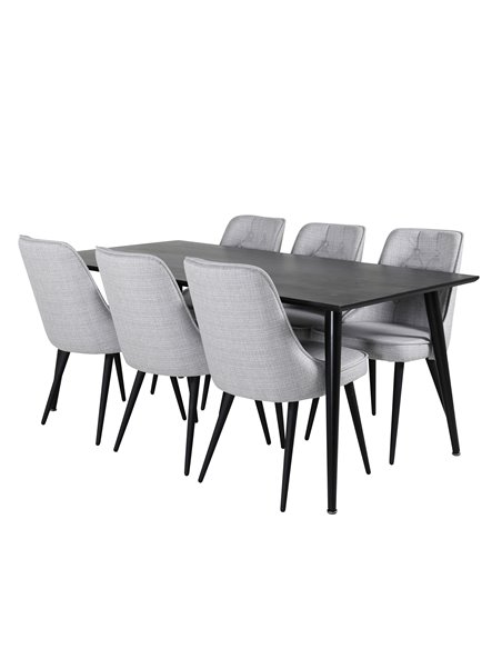 Matgrupp Dipp med Velvet Deluxe matstolar, 180 × 90 cm