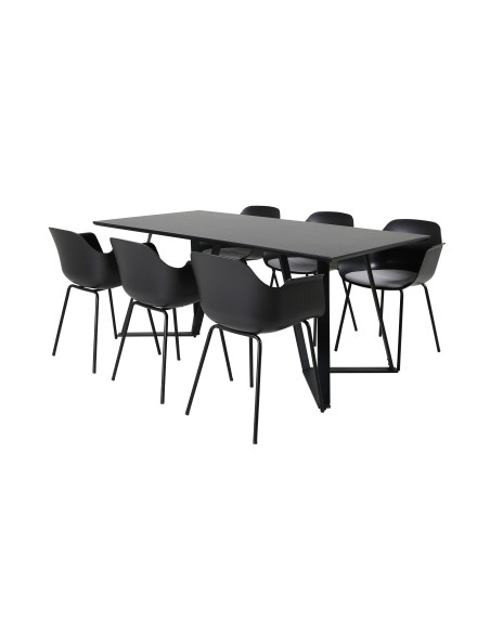 Matgrupp Marina med Comfort matstolar, 180 × 90 cm