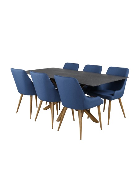Matgrupp Piazza med Plaza matstolar, 180 × 90 cm