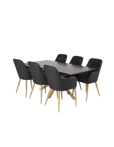 Matgrupp Piazza med Comfort matstolar, 180 × 90 cm