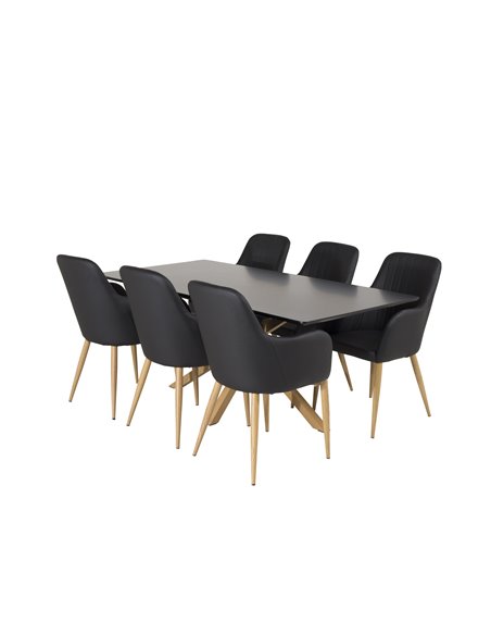 Matgrupp Piazza med Comfort matstolar, 180 × 90 cm