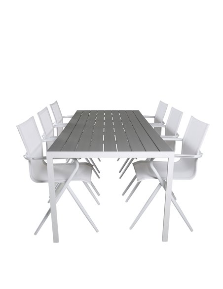 Matgrupp Break med Alina matstolar, 205 × 90 cm
