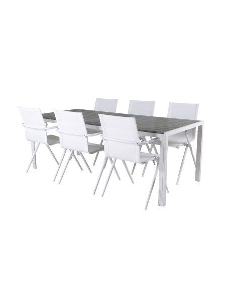 Matgrupp Break med Alina matstolar, 205 × 90 cm