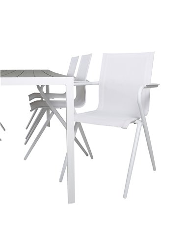 Matgrupp Break med Alina matstolar, 205 × 90 cm