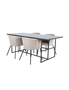 Matgrupp Leif med Berit matstolar, 200 × 90 cm