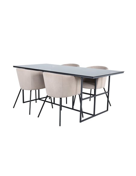 Matgrupp Leif med Berit matstolar, 200 × 90 cm