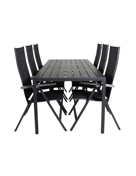 Matgrupp Break med Albany matstolar, 205 × 90 cm