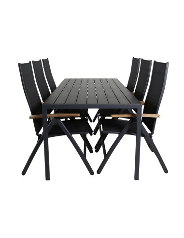 Matgrupp Break med Panama matstolar, 205 × 90 cm