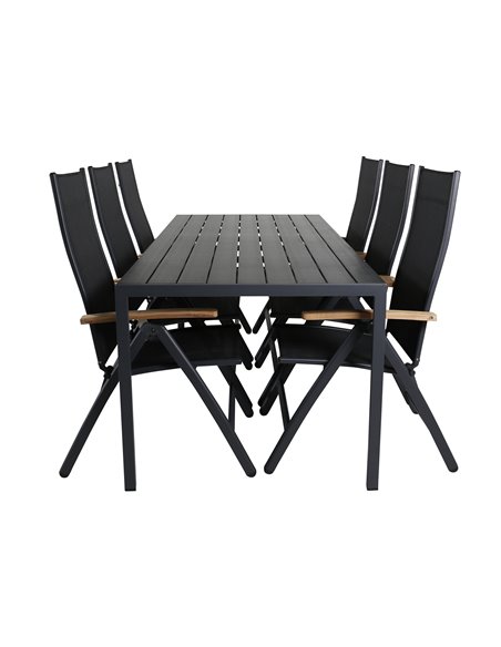 Matgrupp Break med Panama matstolar, 205 × 90 cm