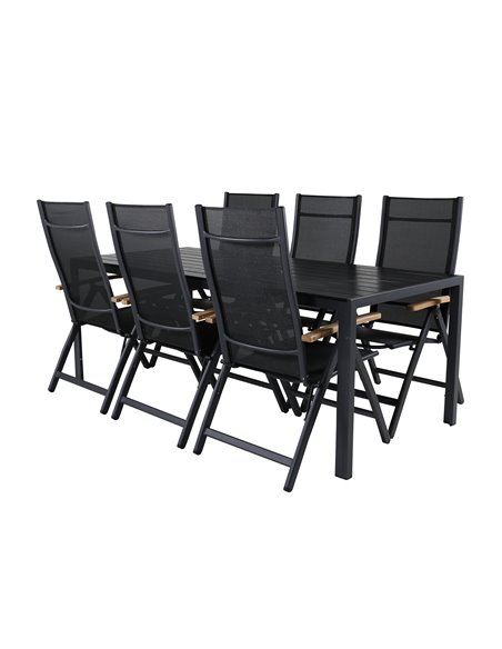 Matgrupp Break med Panama matstolar, 205 × 90 cm