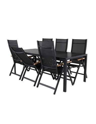 Matgrupp Break med Panama matstolar, 205 × 90 cm