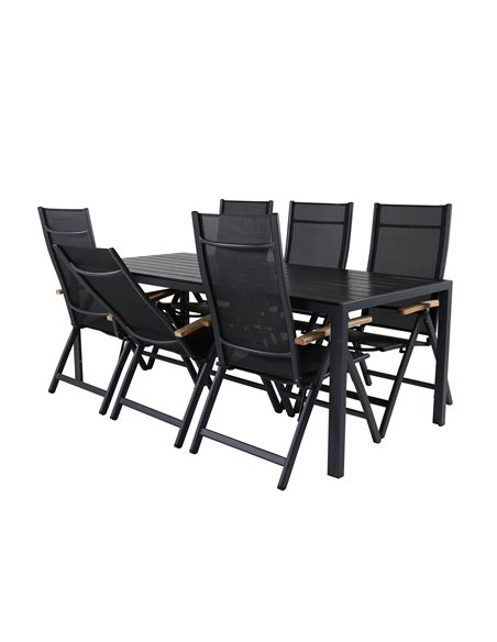 Matgrupp Break med Panama matstolar, 205 × 90 cm