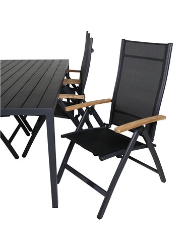 Matgrupp Break med Panama matstolar, 205 × 90 cm