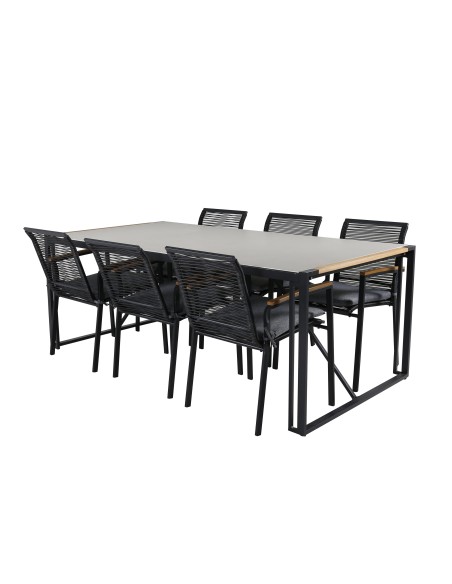 Matgrupp Texas med Dallas matstolar, 200 × 100 cm