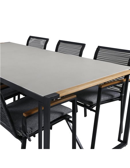 Matgrupp Texas med Dallas matstolar, 200 × 100 cm