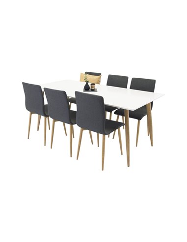 Matgrupp Polar med Windu matstolar, 180 × 90 cm