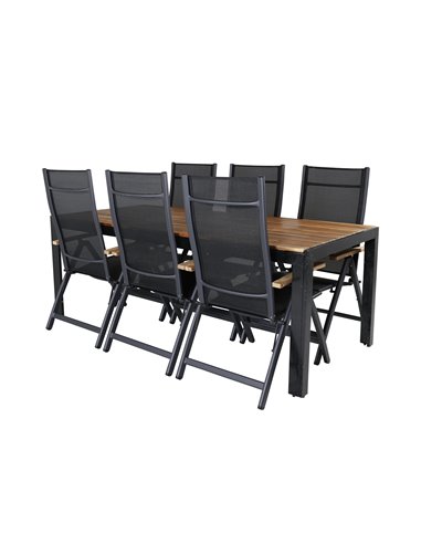 Matgrupp Bois med Panama matstolar, 205 × 90 cm