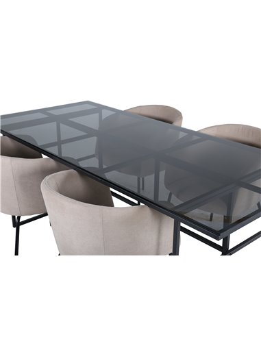 Matgrupp Leif med Berit matstolar, 200 × 90 cm