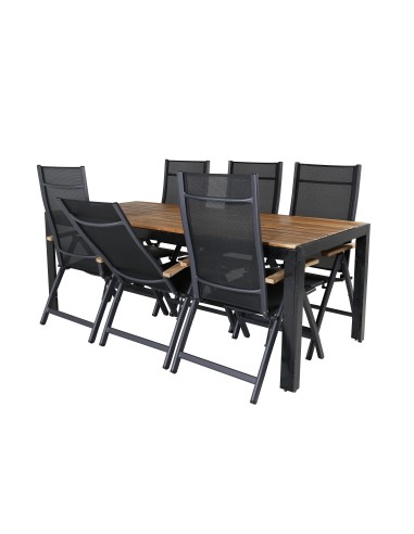 Matgrupp Bois med Panama matstolar, 205 × 90 cm