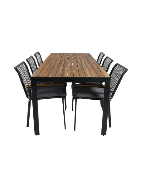 Matgrupp Bois med Dallas matstolar, 205 × 90 cm