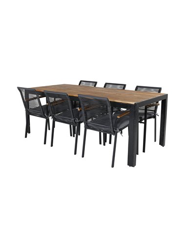 Matgrupp Bois med Dallas matstolar, 205 × 90 cm