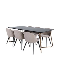 Matgrupp Petra med Velvet matstolar, 190 × 90 cm