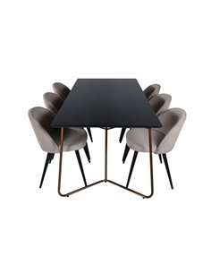 Matgrupp Petra med Velvet matstolar, 190 × 90 cm 2
