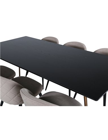 Matgrupp Petra med Velvet matstolar, 190 × 90 cm