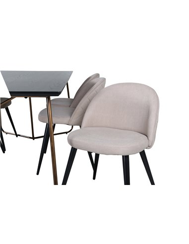 Matgrupp Petra med Velvet matstolar, 190 × 90 cm