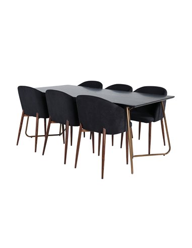 Matgrupp Petra med Arch matstolar, 190 × 90 cm
