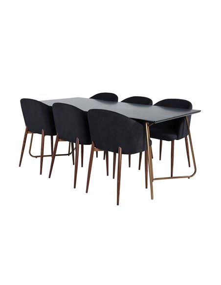 Matgrupp Petra med Arch matstolar, 190 × 90 cm